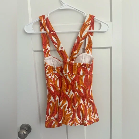 Maeve Shirt Womens Banana Print Cross Back Tank Cami Size 00 Boho Tropical - Picture 3 of 10